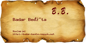 Badar Beáta névjegykártya