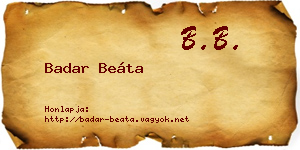 Badar Beáta névjegykártya