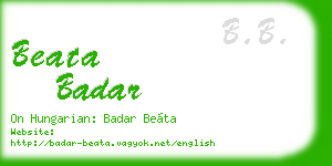 beata badar business card