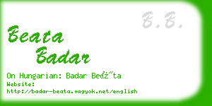 beata badar business card